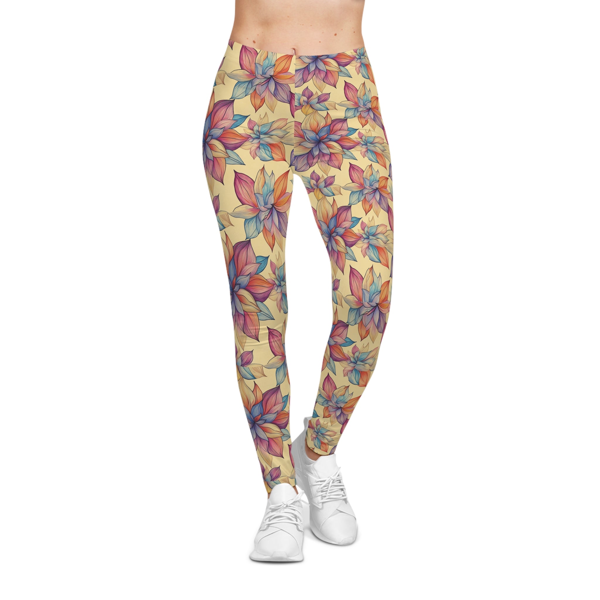 Women's Casual Leggings (AOP) - Floral Pattern